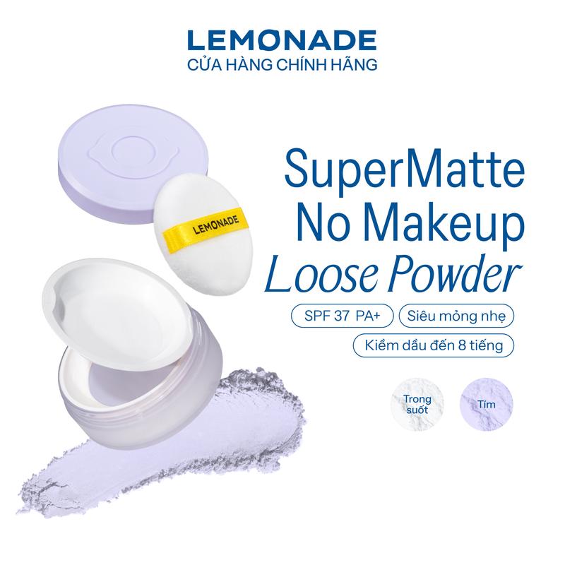 Phấn phủ mỏng nhẹ kiềm dầu thuần chay chống nắng Lemonade Supermatte No Makeup Loose Powder 9g