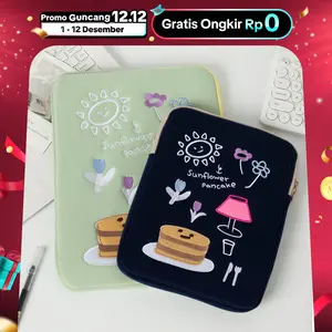 Sleeve Tas Pembungkus Tablet 8 9 10 10.2 11 11.5 inch Moti Bunga Matahari Warna Hijau Biru Model Resleting