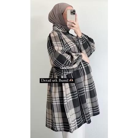 Product Introduction of Lily tunik flanel wanita/Tunik kotak kota wanita terbaru / atasan flanel tunik kekinian 8