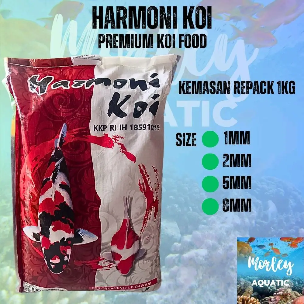 HARMONI KOI FOOD REPACK 1KG 1MM/2MM/5MM/8MM