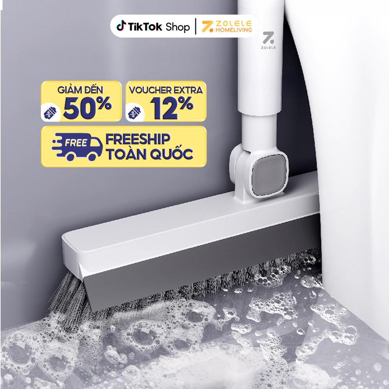 Chổi Chà Sàn Và Gạt Nước 2 Trong 1, Cây Chà Sàn Nhà Tắm Zolele C1