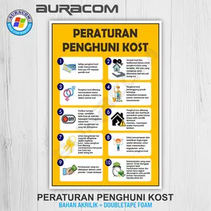 PAPAN PERATURAN PENGHUNI KOST Custom Sign Acrylic - B05