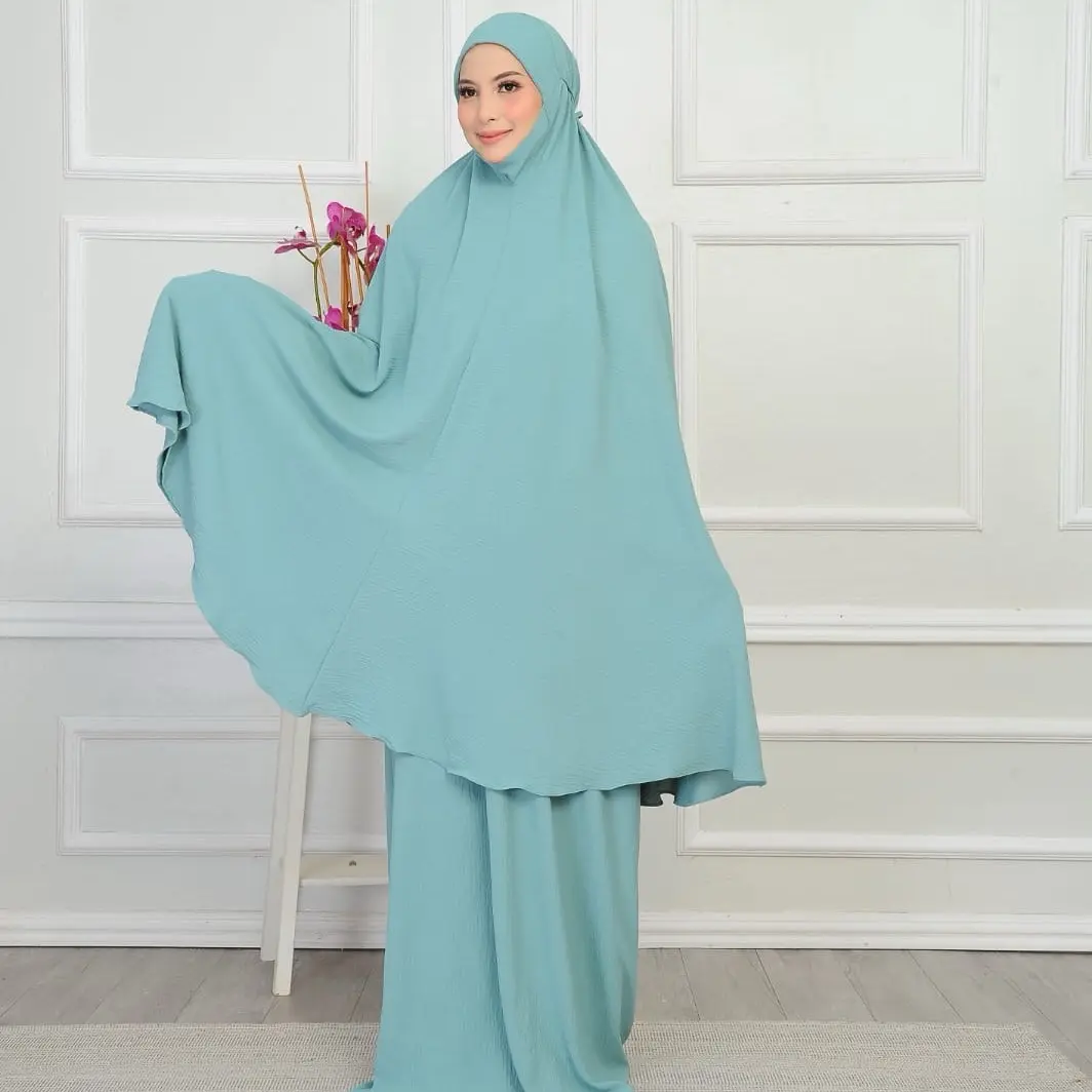 Telekung Labuh Berdagu Crinkle Ironless [Can Fit PLUS SIZE]