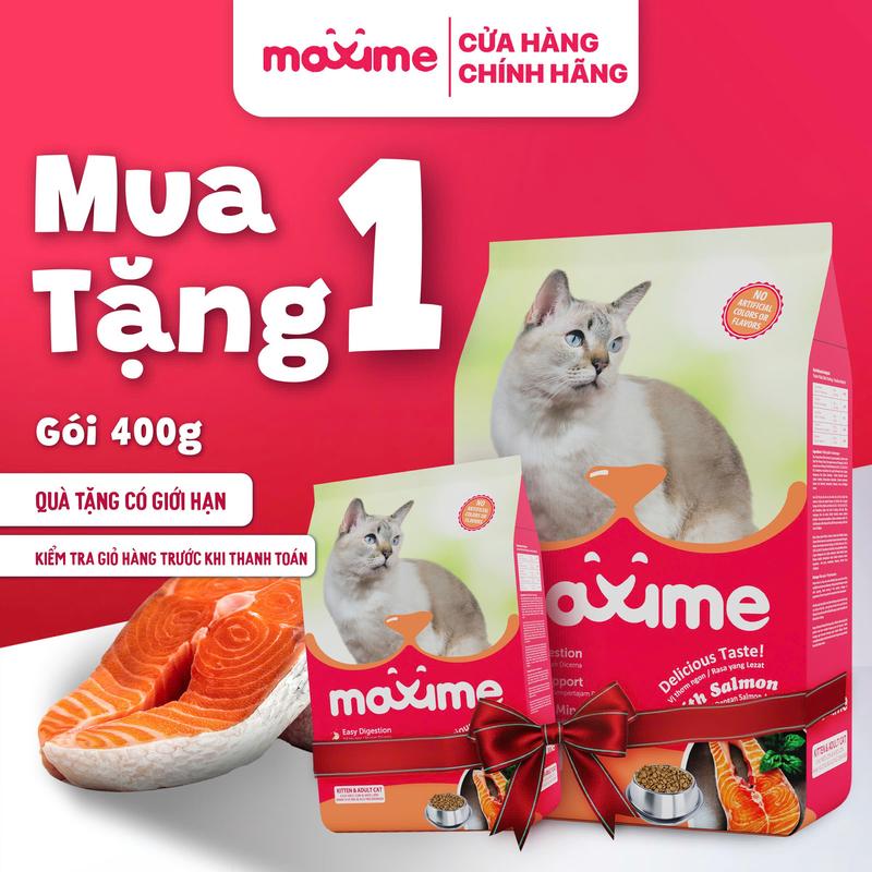  Hạt Maxime Cá Hồi Thật 1.2Kg cho Mèo Con và Mèo Trưởng Thành - Taurine Vitamin và Khoáng Chất 