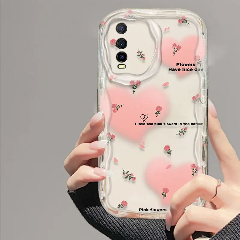 Cocok untuk VIVO Y20 Y20S Y12S Y12A Y20A Y20I V2029 V2027 V2052 V2129 Kotak pelindung ponsel Gaya gadis sederhana dan imut Cakupan penuh kamera ponsel transparan tahan guncangan Anti-jatuh cangkang lunak Bahan TPU silikon Kartun Casing 5