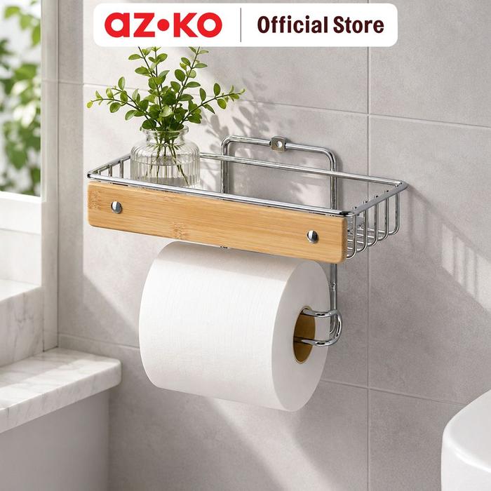 Gambar AZKO Stora Rak Dinding Kamar Mandi Dengan Holder Tisu Chrome Shelf Dinding Rak Tempel Organizer Mandi Wall Shelf dari AZKO ID Kota Administrasi Jakarta Pusat Tokopedia