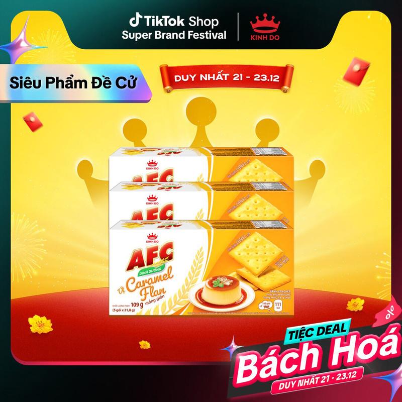  Bánh Cracker Dinh Dưỡng AFC Vị Caramel Flan Vị Cốm Non Combo 3 Hộp X 109G 