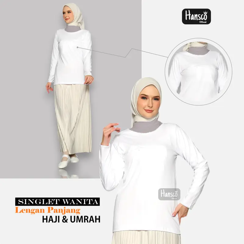 Singlet Umroh Wanita Berkantong Lengan Panjang Dalaman Haji Dan Umroh Wanita Renda 0