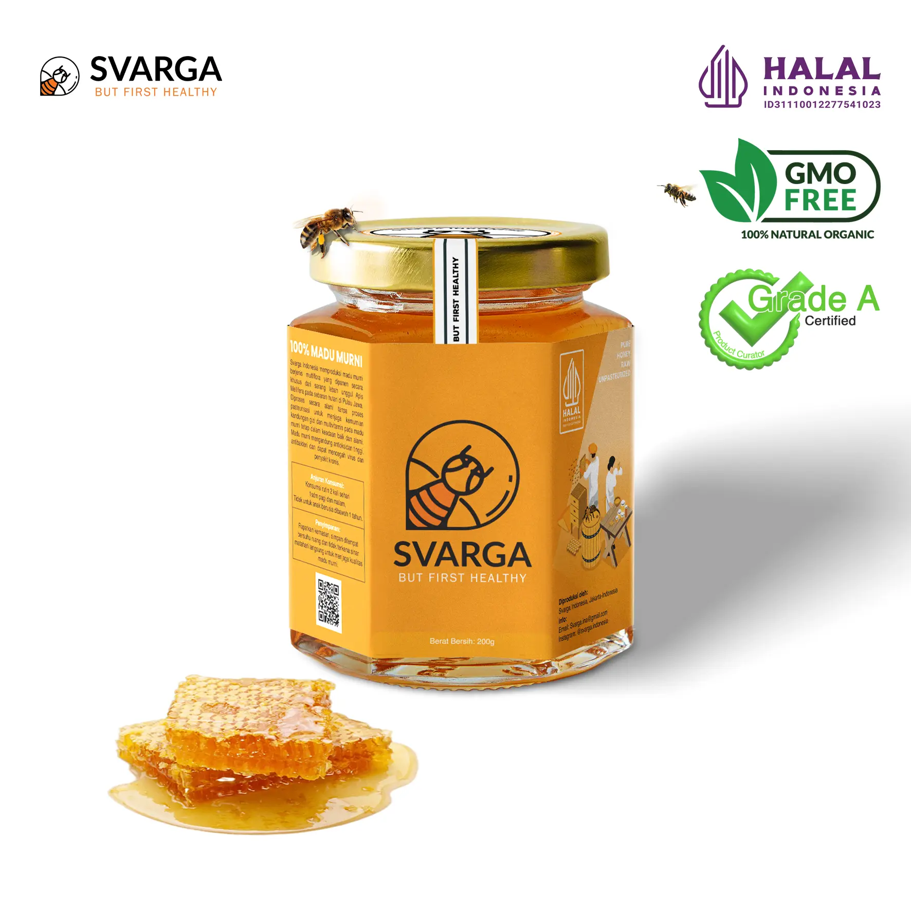 Madu Murni Svarga 200gr - Organic Pure Honey Raw Unpasteurized