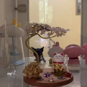 Ornamen Pohon Kristal Lucky Cat - Rahasia Fengshui  Terbaik Untuk Menarik Rejeki Cinta Kasih dan Keberuntungan dengan Batu Citrine dan RoseQuart Asli