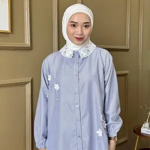 Kalsandfrey Felixa Shirt Atasan Wanita Kekinian Kemeja Salur Bahan Cotton