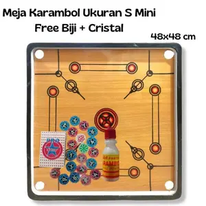 Paket Papan Karambol Ukuran S Mini Free kristal & biji karambol + bubble dan fragile