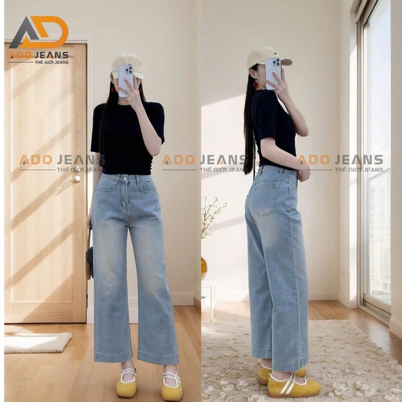 Quần Jeans Suông Trơn Basic Chất Jeans Vải Qc mềm DJ90 S-2XL