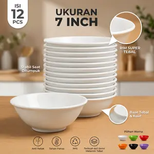 [12 pcs] Mangkok Plastik Tebal PP5 7 Inch Mie Bakso Soto Jepang Mi Alat