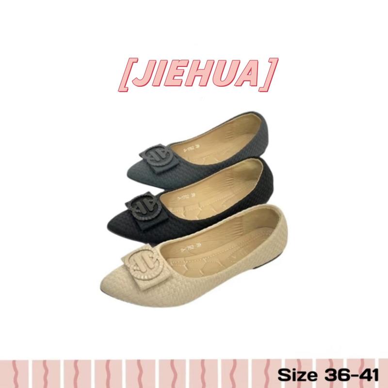 JIEHUA Puspa Sepatu rata kerja,  lebar,  wanita dengan selesai licin Flat Shoes  Kantor Wanita D-1762 0