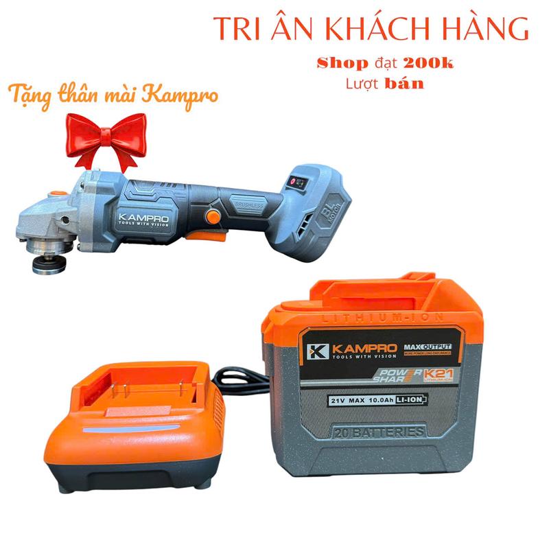  TRI ÂN KHÁCH HÀNG  Bộ pin sạc 20cell KAMPRO Kèm Máy Mài Pin KAMPRO K1 Không Chổi Than Lõi Đồng,Chống Sốc Đá Chống Khởi Động Lại 