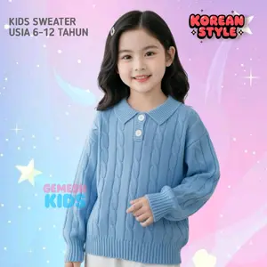 Baju Atasan Sweater Knit Rajut Anak Perempuan dan Laki Laki Usia 6-12 Tahun Korea Style Fashion Kids Unisex Cowok Cewek Kemeja/Blouse Cardigan