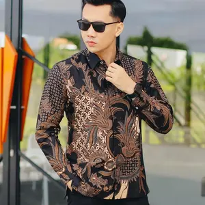 BATIK PRIA DEWASA. MOTIF MAHESA HITAM PANJANG PENDEK Hem