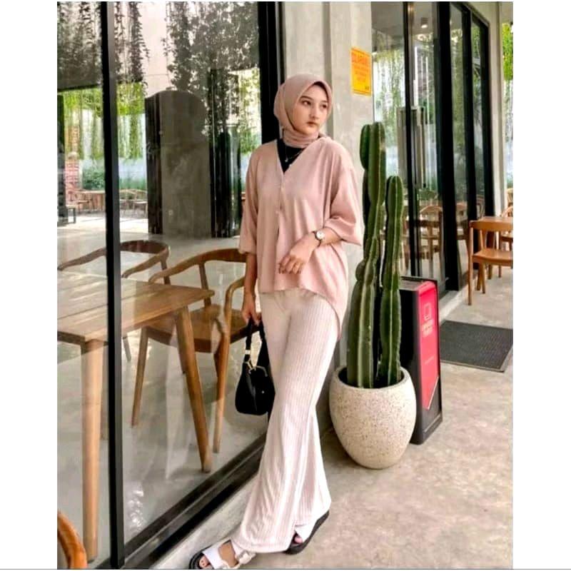 Celana Cutbray knit japan line wanita dewasa - Celana cullote cutbray knit rib 6