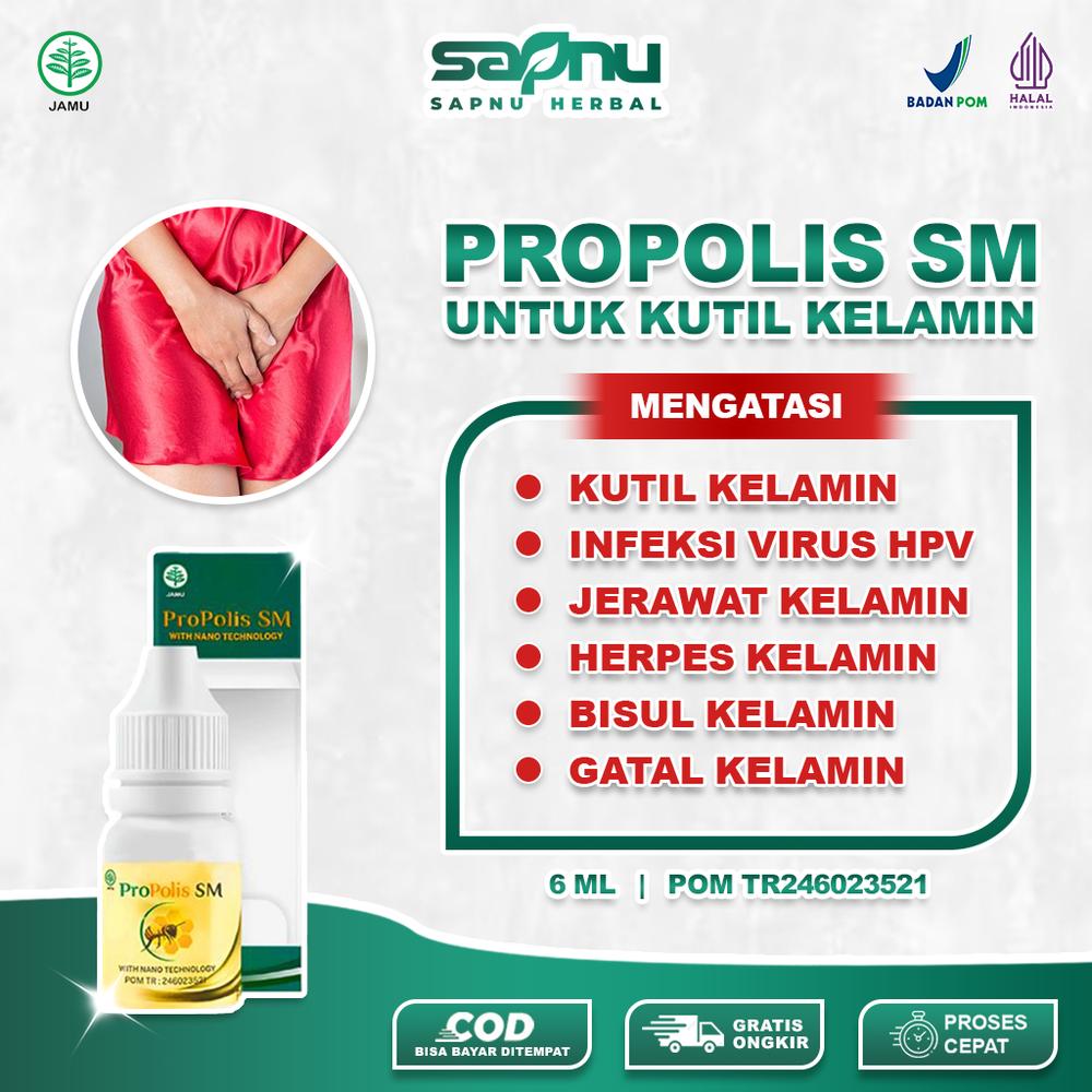 Obat Tetes Kutil Kelamin dan Sekitar Kemaluan Akibat infeksi virus HPV (human papillomavirus) untuk Pria dan Wanita Herbal Propolis SM Isi 6 Ml
