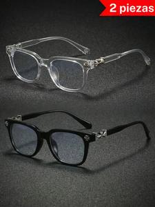 Paquete de 2 gafas con montura cuadrada retro, unisex para uso diario, bloquean la luz azul, elegantes y versátiles, perfectas para hombres y mujeres
