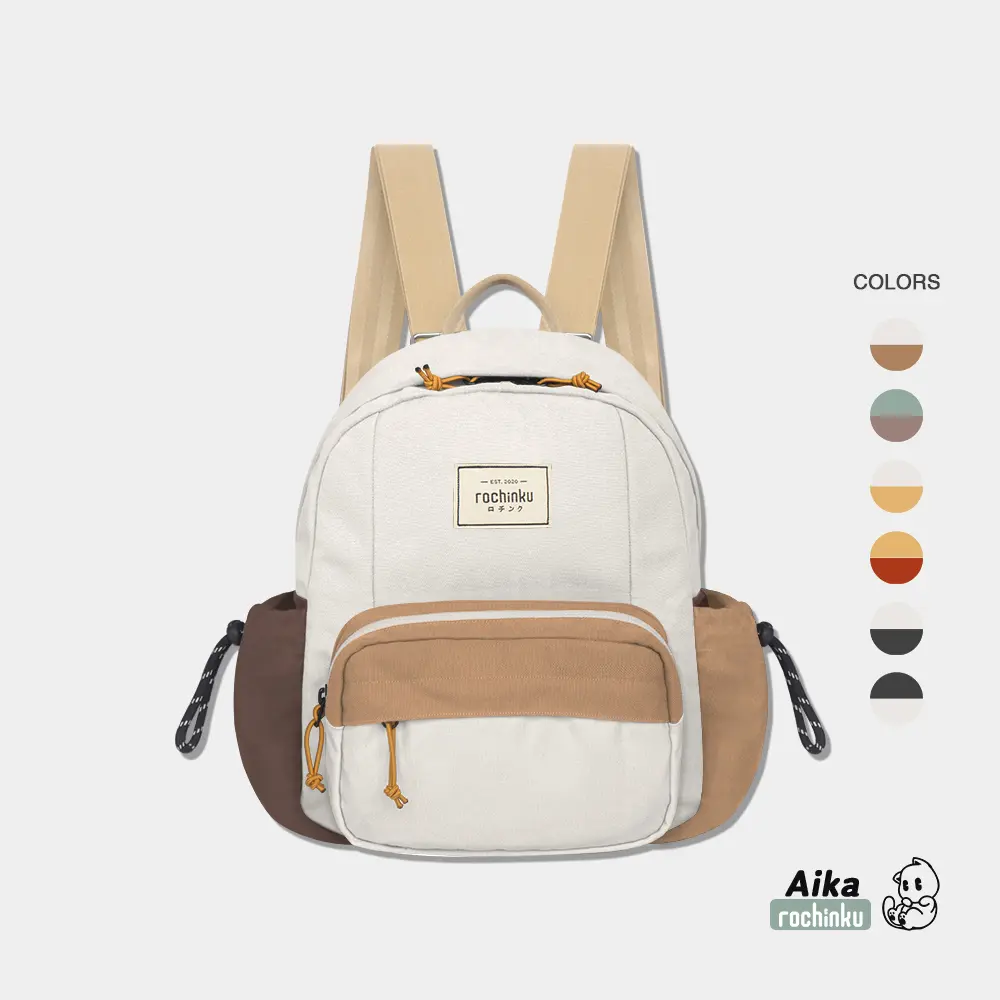 Rochinku Aika Series Backpack Tas Ransel Mini Sekolah Kantor Kampus Canvas
