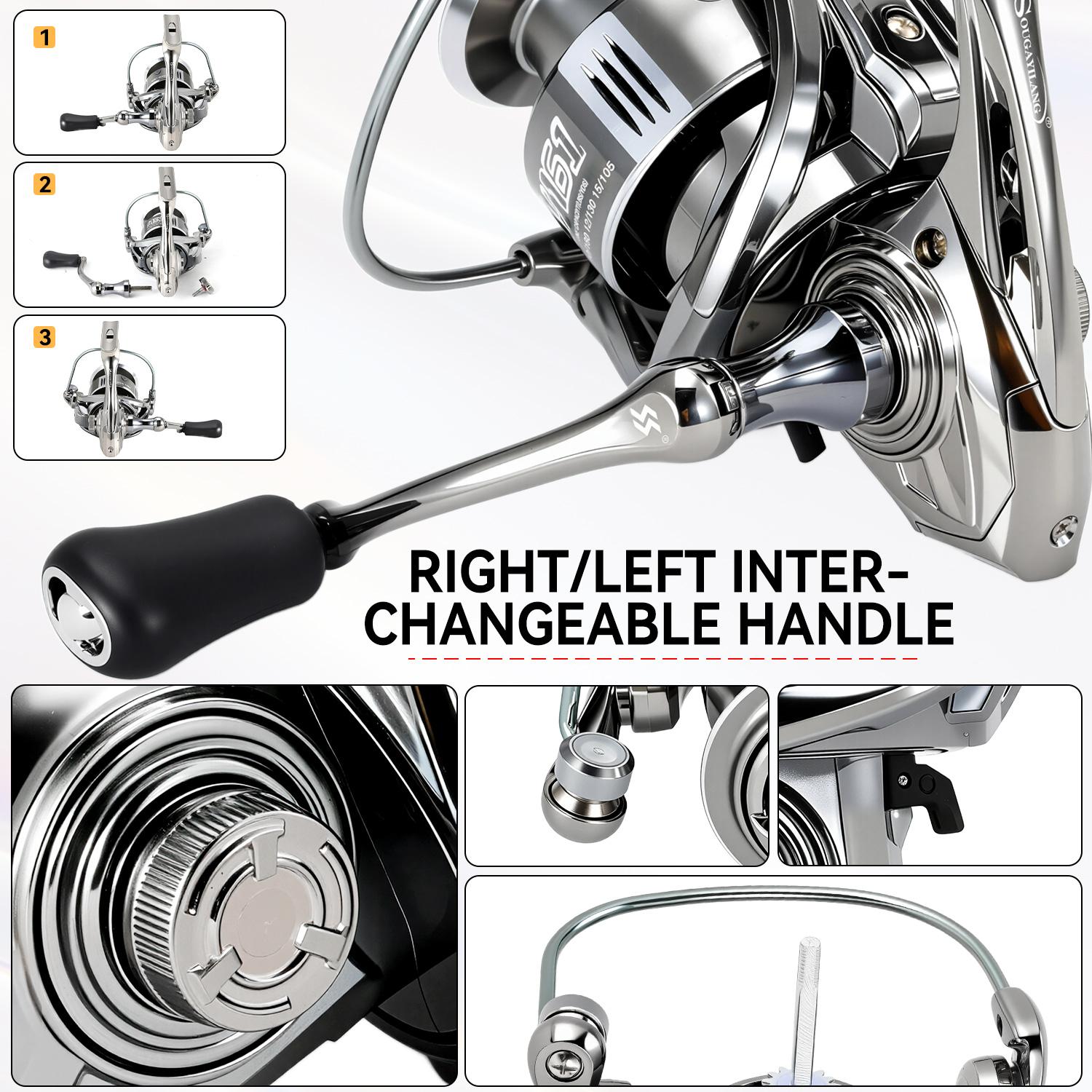 Sougayilang [COD] Reel Pancing Spinning Logam Seri 1000-4000 Baru dengan Gagang Logam power handle, Rasio Gigi 5.2:1, Reel Pancing Olahraga Luar Ruangan, Tersedia di Jakarta