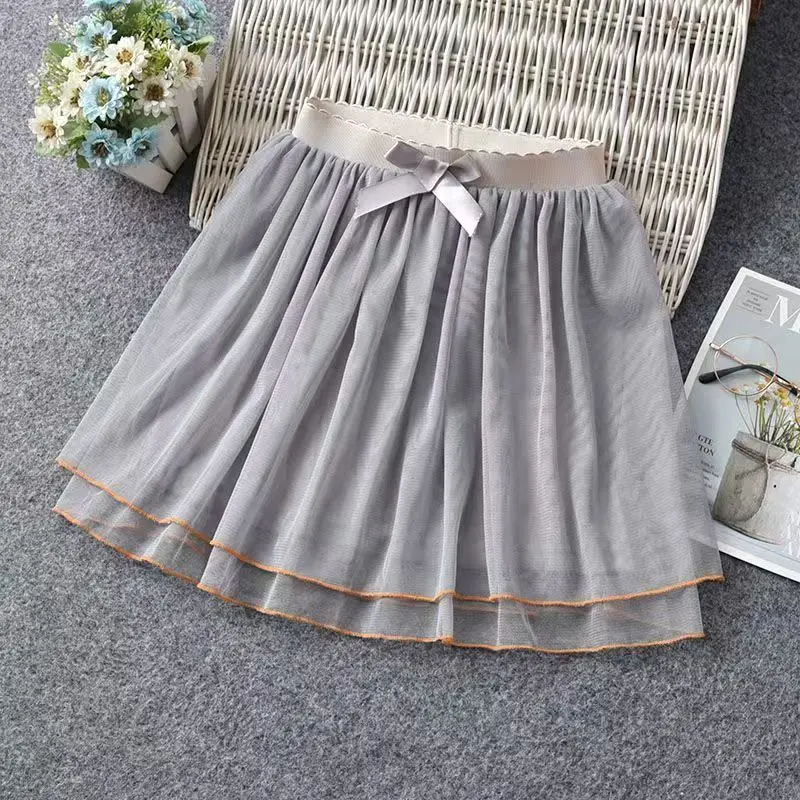 Girl's half-length skirt net pleated princess skirt children's summer clothes Korean style puffed gauze short skirt