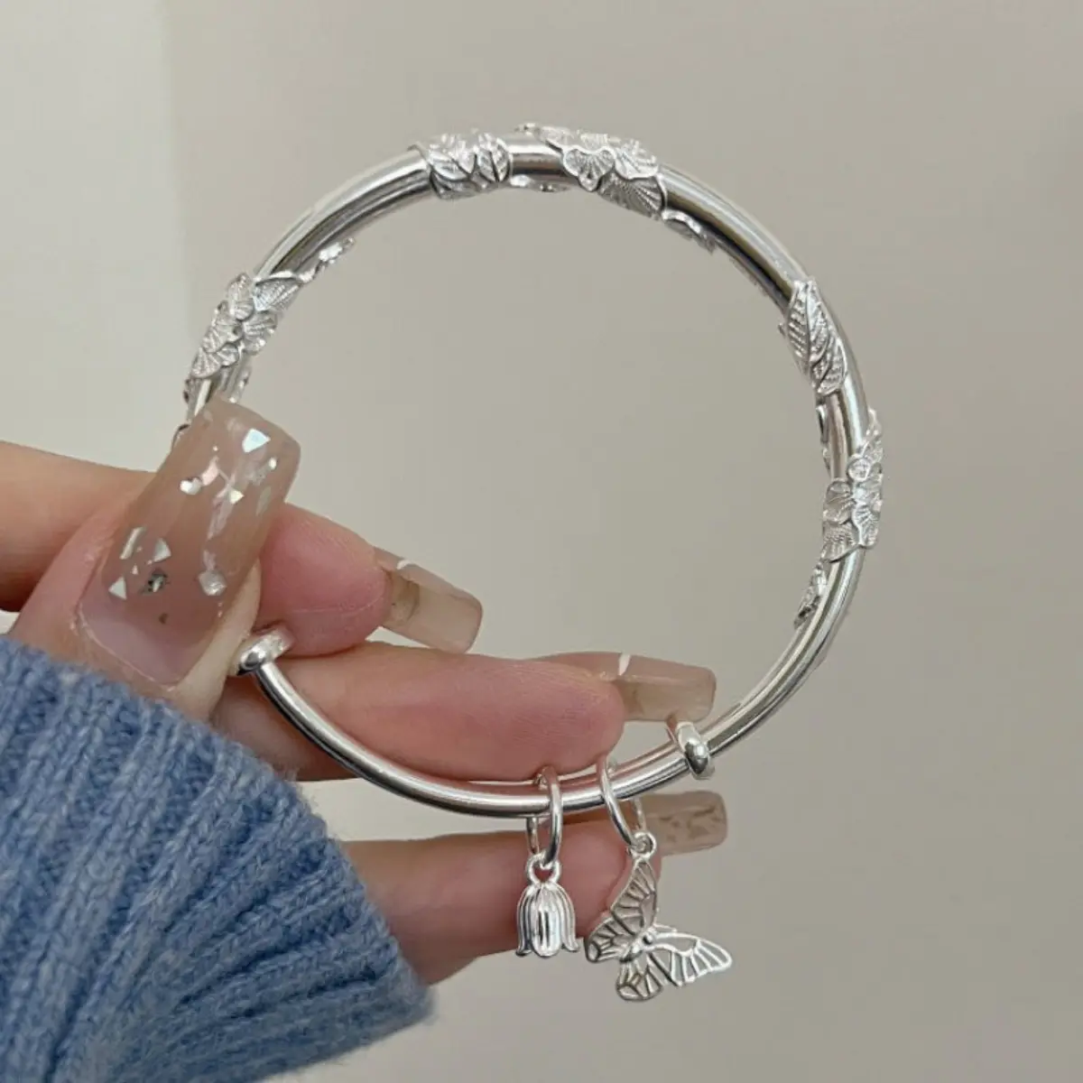 Vòng Tay Tình Yêu Thời Trang Hàn Quốc Cho Nữ, Màu Bạc, Bướm, Chiều Dài Có Thể Điều Chỉnh, Tinh Tế, Quà Tặng Sinh Nhật Sinh Viên