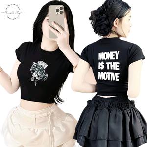 Áo Thun Ngắn Dáng Croptop Chất Borip Form Basic Ôm Body Nữ In Hình 2 Mặt "M.o.n.e.y Is The Motime", Size S M L, Áo Croptop Ôm Body Nữ Áo Kiểu Xinh Đẹp In Hình Độc Lạ Đi Biển Đang Hot 2025 Mặc Hè Mặc Nhà Mặc Đi Chơi Bigsize 65kg