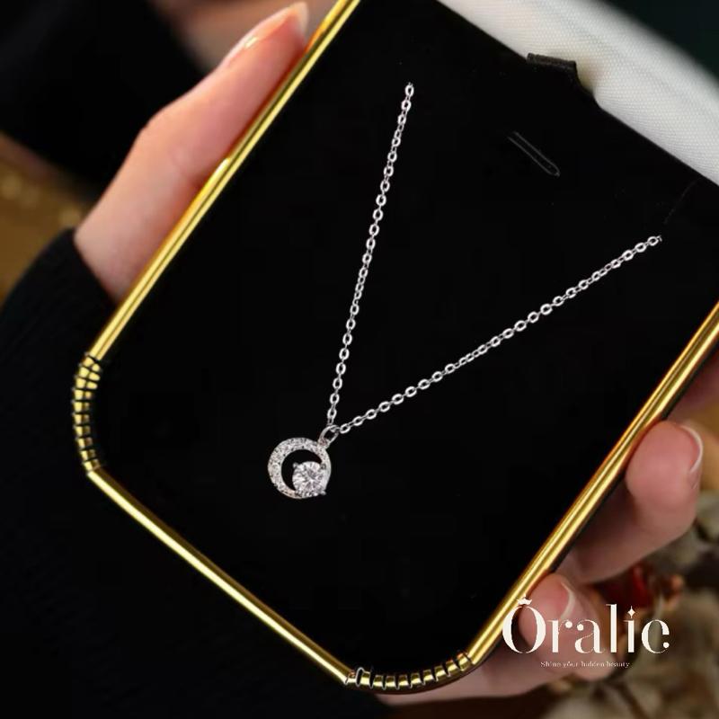 [ORALIE] Dây chuyền bạc đính đá hình mặt trăng cao cấp và thanh lịch 2