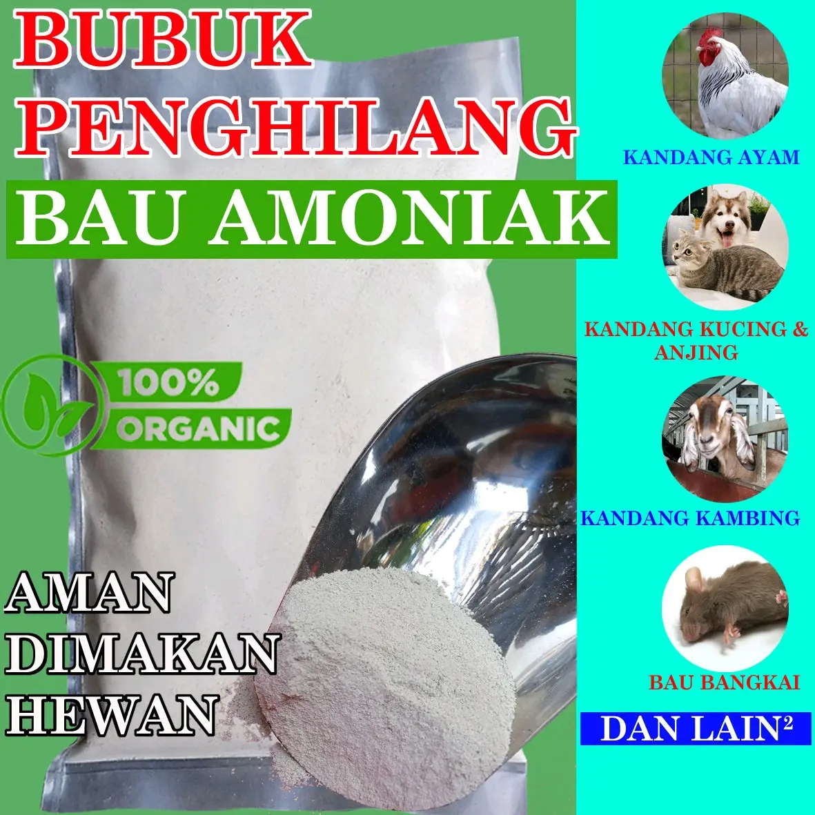Bubuk Penghilang Bau Amoniak 100% Organik