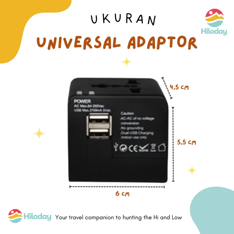 HILODAY | Universal Travel Adaptor Colokan Internasional Fast Charging Dual USB EU/UK/USA/AUS 2