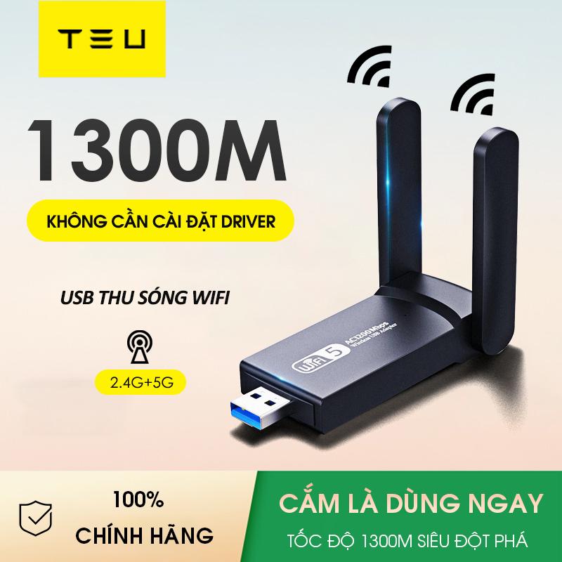 USB thu sóng wifi TEU 1300mbps ,usb wifi cho pc 1800mbps 2 râu nâng WiFi lên 5G cho máy tính pc laptop tần số 2.4G 5G