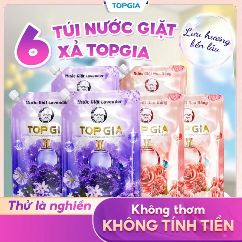  Nước giặt xả Top Gia hương lavender hoa hồng dịu nhẹ túi 1L giúp làm sạch khuẩn lưu hương 72H 