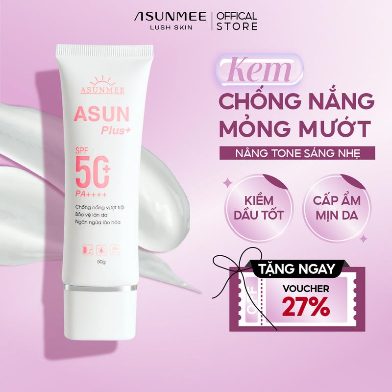 ASUNMEE Kem Chống Nắng ASUN Plus SPF 50+ PA++++ Nâng Tone Da Tự Nhiên Bảo Vệ Da Tối Ưu Không Bết Rít Chống Nắng Vật Lý Lai Hóa Học