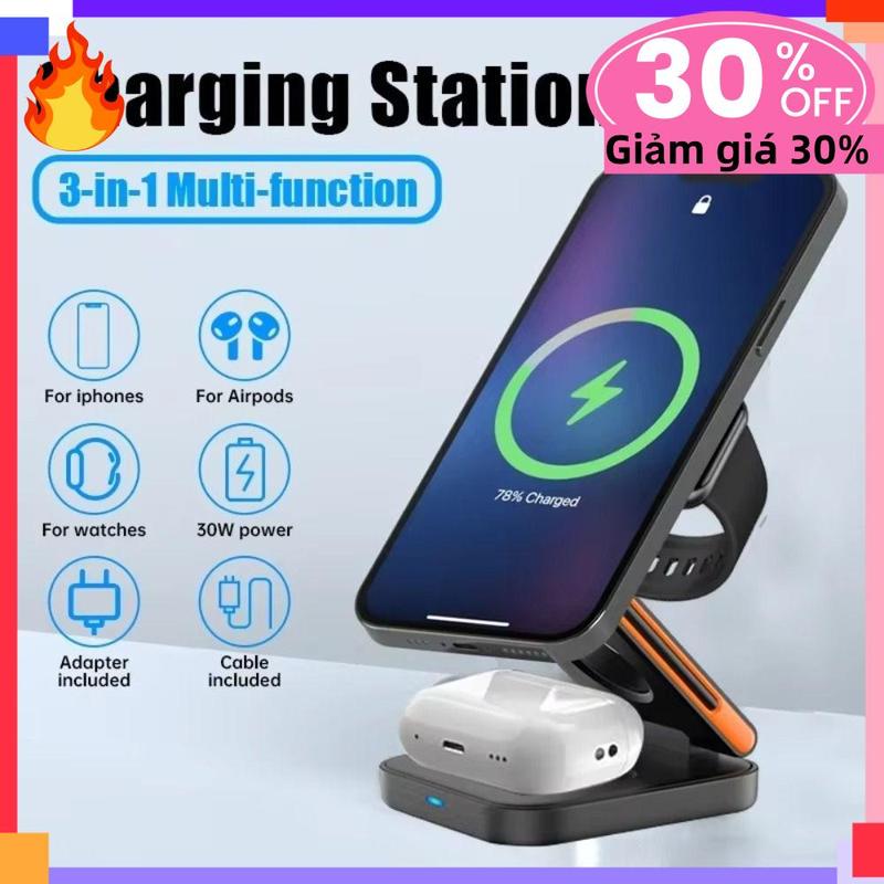 Digital age Di động 3 trong 1 Trạm Sạc Từ tính Magsafe Sạc không dây Có thể gập…