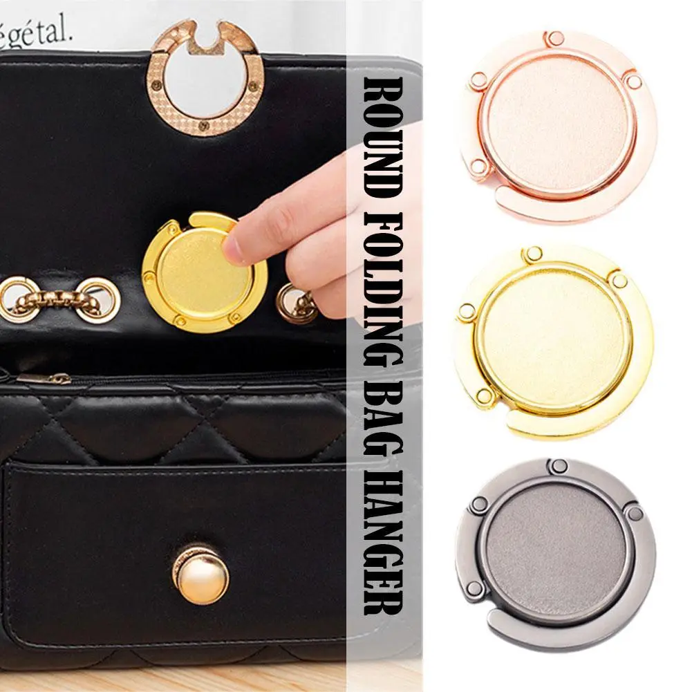 Foldable Handbag Hook Metal Vintage Round Table Hanger Hook 3 Colors