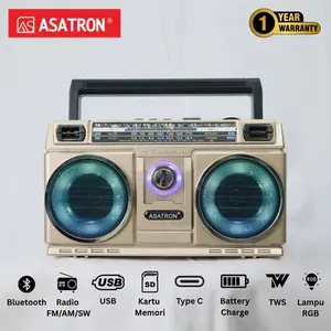 Asatron R-1119 USB Portable Speaker Bluetooth Radio FM/TV/AM/SW USB/TF/ Music Player