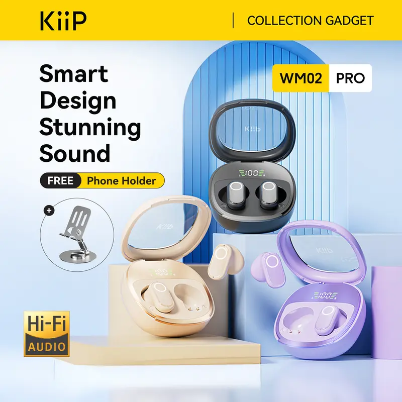 [SPECIAL LIVE] KiiP WM02 Pro TWS Headset Bluetooth Earphone Mini Earbuds Handsfree dengan Smart LED Display Case