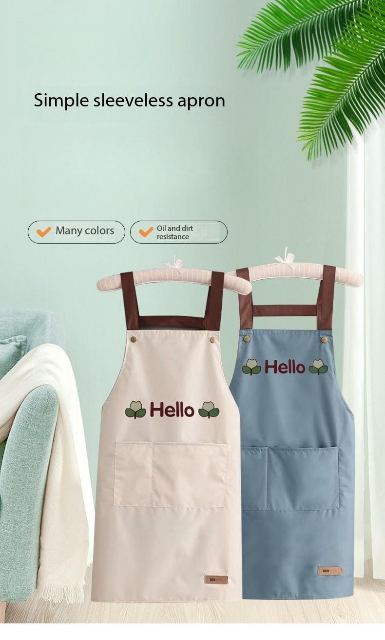 Product Introduction of Solid color modern simple waterproof strap kitchen household waterproof oil apron 6