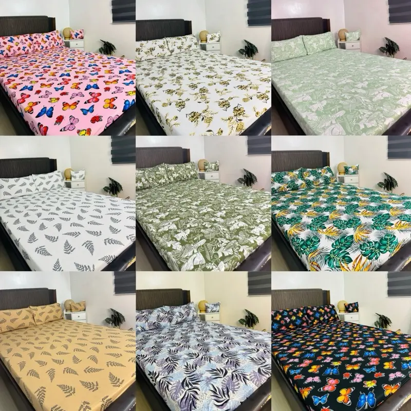 14 NEW DESIGNS FLORAL NO LUKOT NO GUSOT 3in1 (bedsheet with 2 pillowcase) plus FREE POUCH