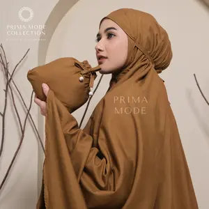 PRIMA MODE Mukena Dewasa Travelling Polos Ameena 2in1 Resleting Katun Atasan Lembut Bahan Mikro Premium Adem Tebal Ukuran Dewasa Panjang 120cm