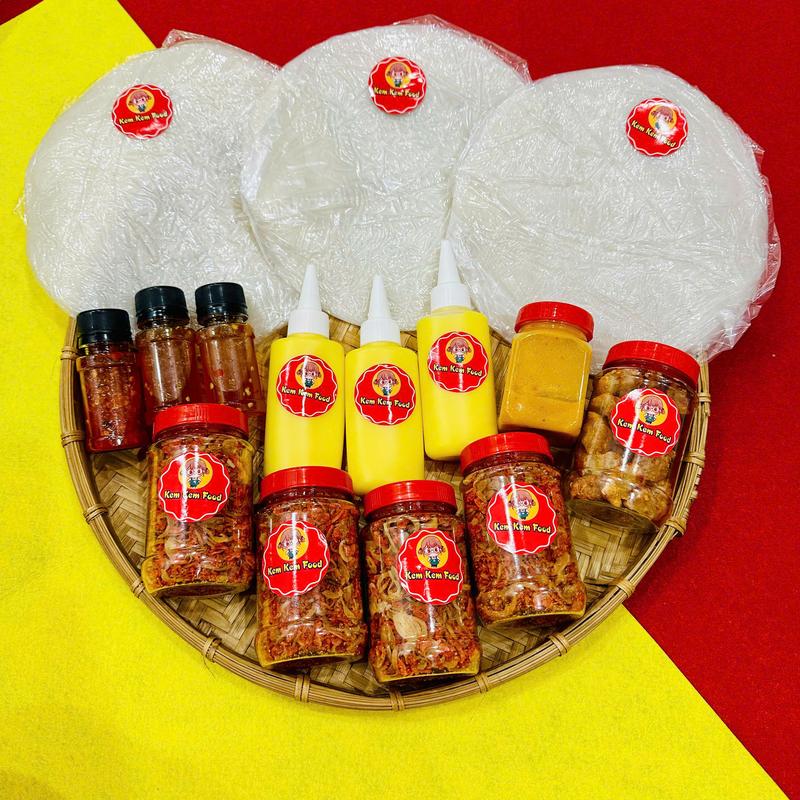 Combo HẾT SẢY [15 MÓN] Bánh Tráng Phơi Sương KEMKEMFOOD+ Muối Tép Hành Phi + Bơ Trứng Béo + Sốt Tắc + Ớt Rim +Tốp Mỡ + Muối Béo (FREESHIP)