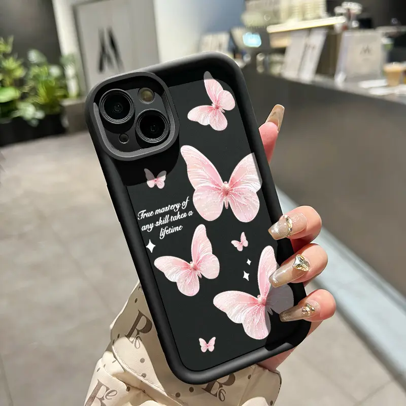 Casing Hp Untuk OPPO A7 OPPO A5s OPPO A12 OPPO A12S A11k Case Casing Kesing sarung HP kupu-kupu merah muda Softcase baru trendi pelindung silikon 4