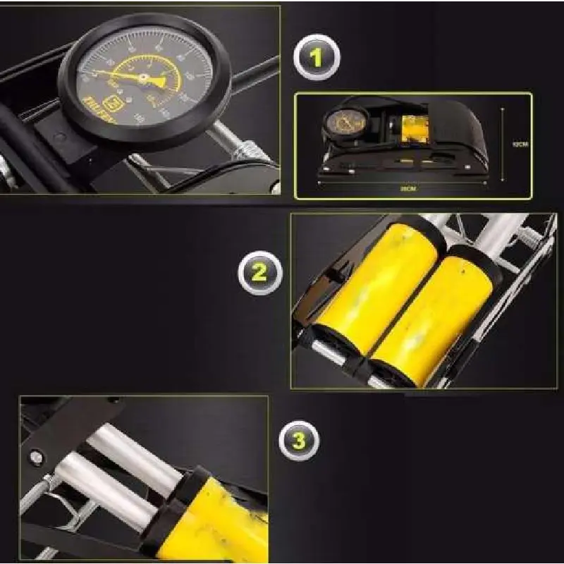 Pompa Ban Motor Mobil Injak 160 Psi Pump Sepeda Pentil Besar Kecil Bola Ban doble tabung 3