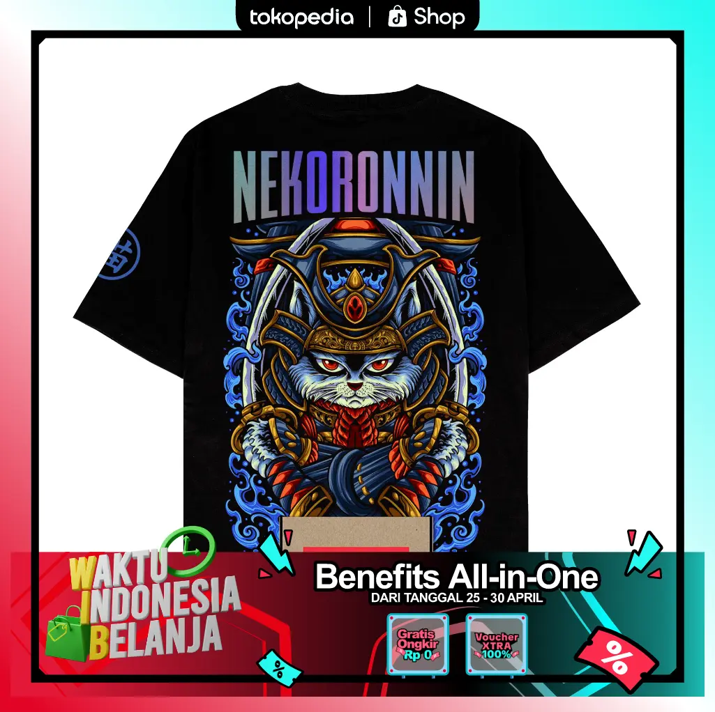 (Gratis Stiker) Ngab Kaos Baju Distro Sablon Reflective Rainbow Nekoronnin V.2  NB177 Unisex Pria Wanita Cotton Combed 24s