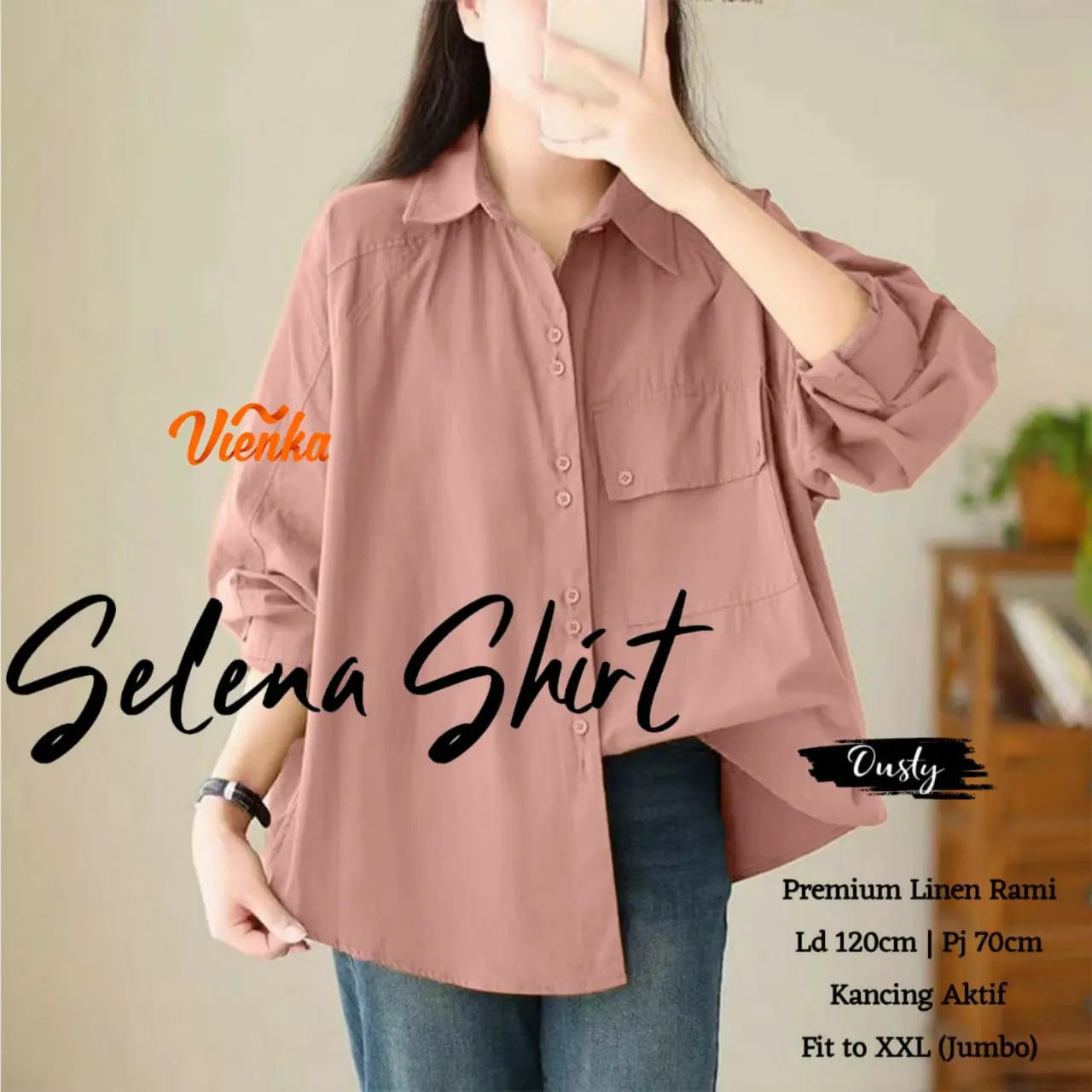 SELENA SHIRT JUMBO LINEN RAMI PREMIUM LD 120 XXL