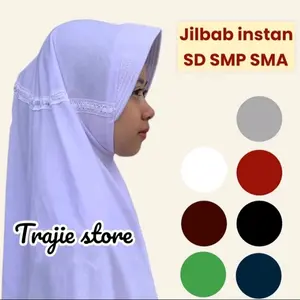Kerudung Jilbab Sekolah Instan Model Rabani SD, SMP, SMA/SMK Wanita Bahan Aneka Macam Warna Polos M, L, XL Muslim
