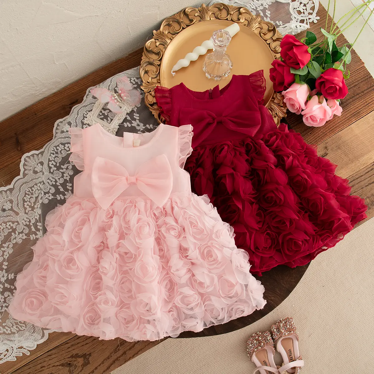 Flower Girl Dress for Wedding Baby Birthday Party Princess Dress Fashion Tutu Gown Mesh Baby Dresses